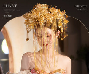 Elegant Toast Dress – Modern Chinese Gown with Exquisite Embroidery for Engagement & Gala Events - Yandan_Hanfu