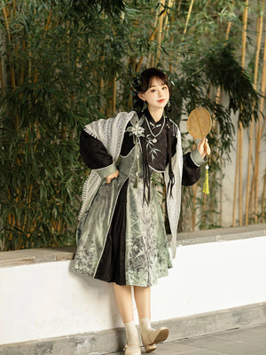 Tobacco bamboo Chinese style Mori girl Han element green lolita cheongsam - Yandan_Hanfu