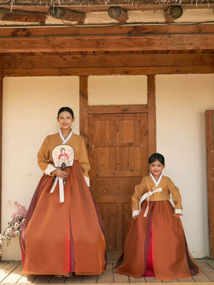 Family Matching Hanbok – Palace Style Brown Korean Ethnic Traditional Outfit - Yandan_Hanfu