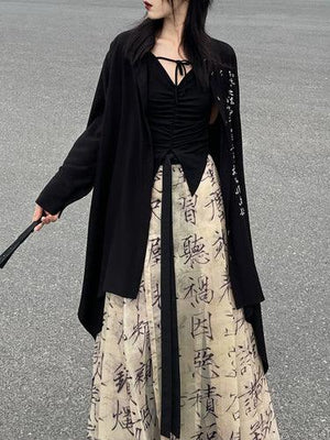 Ming Dynasty|Thousand-Character Prose Horse-faced Skirt Hanfu Women's Skirt - Yandan_Hanfu