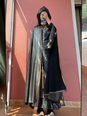 Hanfu cloak domineering men's and women's black, red and silver - Yandan_Hanfu