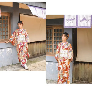Dark red Japanese retro improved kimono Japanese yukata, fireworks kimono dress - Yandan_Hanfu