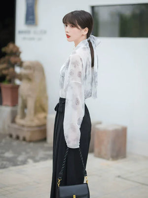 Three color Song style Modern Hanfu Short Shirt and Song Pants Hanfu Women's Summer - Yandan_Hanfu