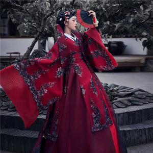Red Princess Hanbok Wedding Dress – Traditional Korean Palace Style Bridal Gown for Event&Photoshoots - Yandan_Hanfu