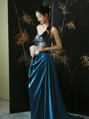 "Sparrow" Jacquard tube bride trailing wedding wedding dress toasting dress engagement - Yandan_Hanfu