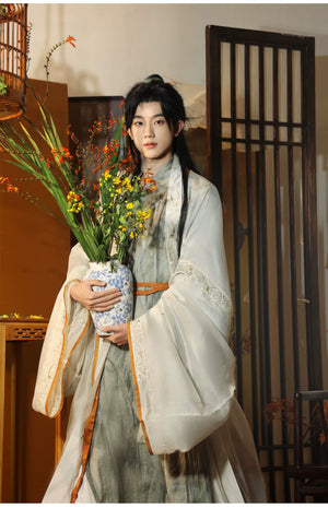 Fusang Elegance – Song Dynasty Inspired Hanfu with Embroidered Top & Flowing Pleated Skirt - Yandan_Hanfu