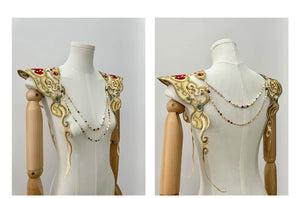 【Radiance of the Dragon】 White Hanfu Ensemble with Cross-Collar, Clouded Shoulders & Embroidered Seal men Unisex - Yandan_Hanfu