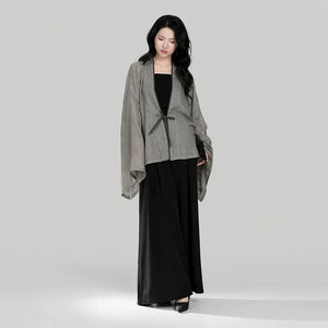 Fuyue – Wei & Northern Dynasties Inspired Modern Hanfu | Pleated Outer Top with Round-Neck Short Sleeve T-Shirt & Song Pants - Yandan_Hanfu