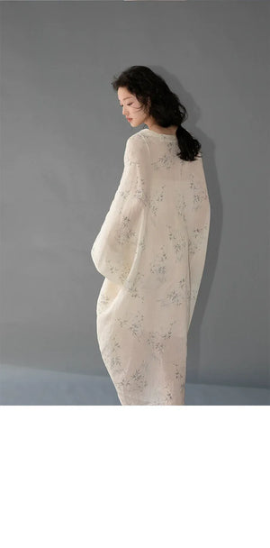 100% Ramie Modern Chinese Dress – Zen-Inspired Summer Travel Maxi with Relaxed Silhouette - Yandan_Hanfu
