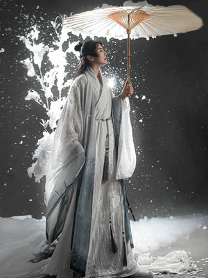 Ming Dao robe men's cotton and linen large-sleeved shirt cape snow bamboo spring and summer gradual change fairy Hanfu female national style - Yandan_Hanfu