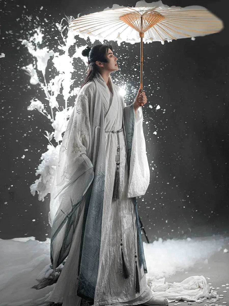 Ming Dao robe men's cotton and linen large-sleeved shirt cape snow bamboo spring and summer gradual change fairy Hanfu female national style - Yandan_Hanfu