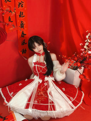 Chinese style pink lolita hanfu drunk fuchu Xiaoshan Qing Guofeng Han element dress - Yandan_Hanfu