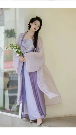 Monet Garden Pink Purple Oil Painting Sense Song Dress - Yandan_Hanfu