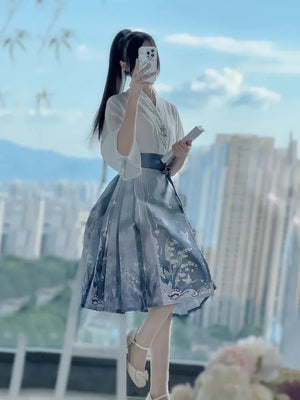 Horse Face Skirt Set 2024 New Spring and Autumn Short Hanfu Small Chinese Style Women's Clothing - Yandan_Hanfu