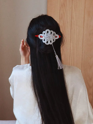 Realm of Grace – New Chinese Style Vintage Hair Claw | Elegant Tassel Shark Clip & Duckbill Barrette - Yandan_Hanfu