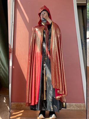 Hanfu cloak domineering men's and women's black, red and silver - Yandan_Hanfu