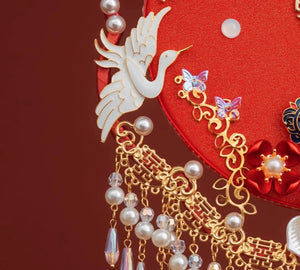 如意 | Bridal fan Chinese wedding bouquet - Yandan_Hanfu