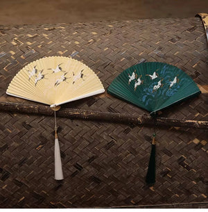 Folding fan female dance fan Hanfu Chinese style full bamboo fan - Yandan_Hanfu