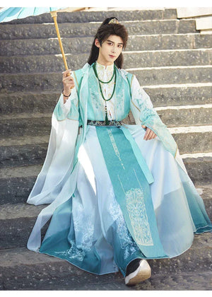 Junlin | Unisex Traditional Hanfu Set – Flowing Wide-Sleeve Xianxia-Inspired Outfit for Spring & Summer - Yandan_Hanfu