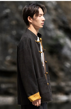 New China style can be worn on both sides, button-down top jacket Tang suit men - Yandan_Hanfu