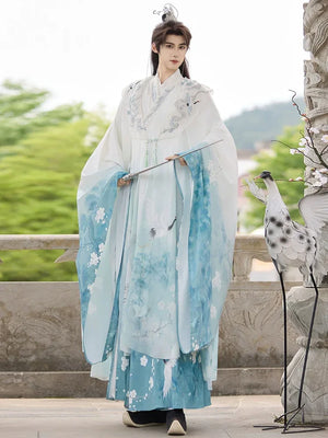 Pine & Crane – Unisex Modern Hanfu Cape | Elegant Ming-Style Cross-Collar Cloak for Spring & Autumn - Yandan_Hanfu