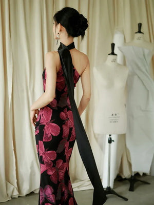 "Shadow" fishtail streamer robe knot bride engagement annual party dress - Yandan_Hanfu