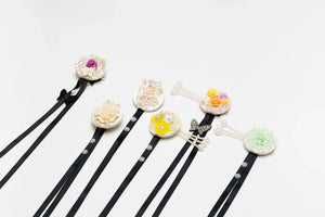 White and pink pearl Korean traditional headgear accessories - Yandan_Hanfu