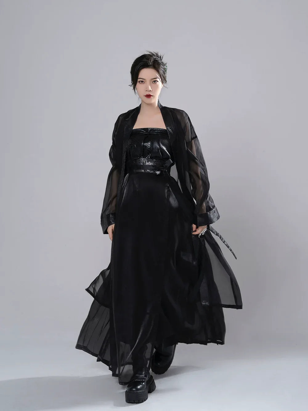 Song Dynasty | Summer Hanfu Black dress, Top & Skirt One Set / Black / M Song Dynasty | Summer Hanfu Black dress, Top & Skirt One Set / Black / M