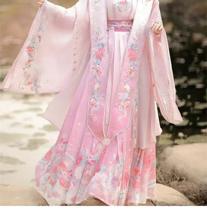 Song Dynasty Han pink Clothing Fairy Elegant Chinese Style Xiachu Ancient Clothing Spring and Autumn - Yandan_Hanfu