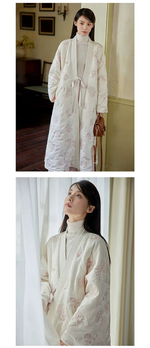 Snowseeker – Tang-Inspired Long Hanfu Robe & Song-Style Pants Set | Elegant Winter New Chinese Outfit - Yandan_Hanfu