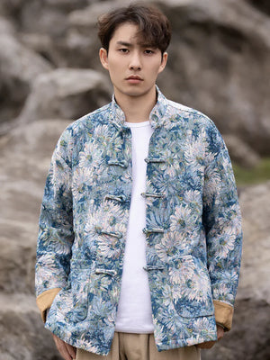 New Chinese Tang style men's button-up printed jacket - Yandan_Hanfu