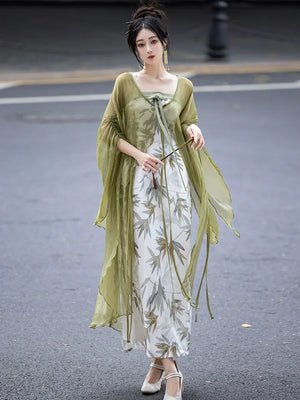 Bamboo Green New Chinese Hanfu Dress - Yandan_Hanfu