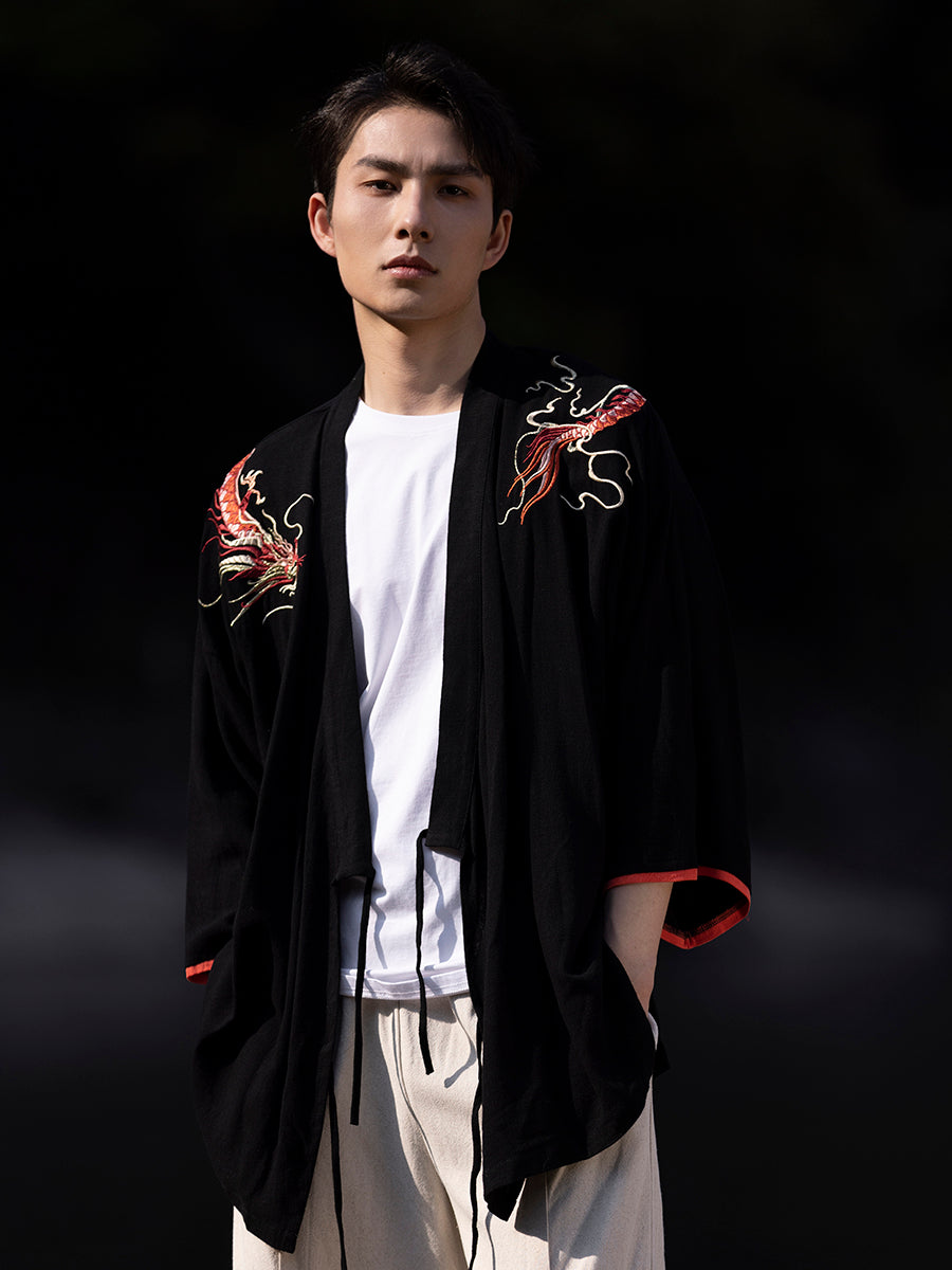 Traje Tang Hanfu retro de algodón y lino de estilo chino para primavera y verano para hombre