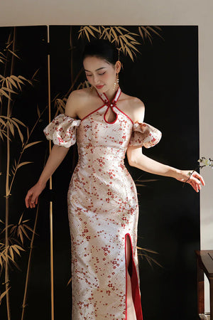 "Huanmei" red cheongsam bride wedding dress toast dress engagement - Yandan_Hanfu