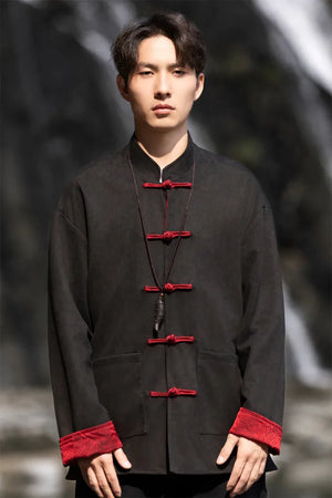 New China style can be worn on both sides, button-down top jacket Tang suit men - Yandan_Hanfu
