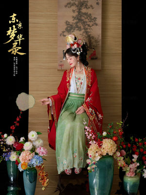 Red Song Dynasty Hanfu Chinese embroidery wedding clothes, happy marriage couple suit - Yandan_Hanfu