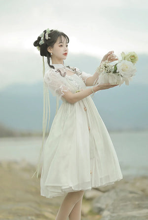 Chinese style green lolita hanfu wind lily sweet girl han element green dress - Yandan_Hanfu