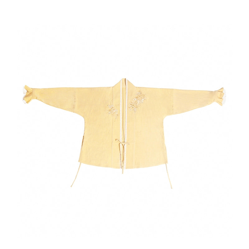 Yellow Rose – New Chinese Style Song-Inspired Coat | Everyday Hanfu Outerwear with Flowing Sleeve Dress