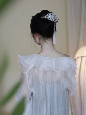 Realm of Grace – New Chinese Style Vintage Hair Claw | Elegant Tassel Shark Clip & Duckbill Barrette - Yandan_Hanfu