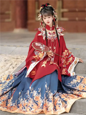 Flower marriage Ming Dynasty Red Hanfu - Yandan_Hanfu