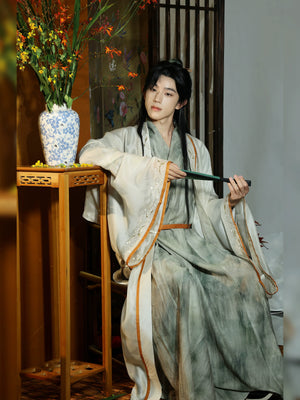 Fusang Elegance – Song Dynasty Inspired Hanfu with Embroidered Top & Flowing Pleated Skirt - Yandan_Hanfu