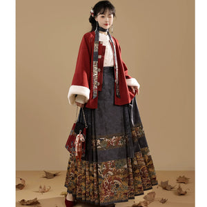 Ming Dynasty Hanfu women's horse skirt sweater autumn and winter suit - Yandan_Hanfu
