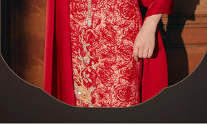 Beloved Dream – New Chinese Red Bridal Qipao/Cheongsam Dress for Engagement, Wedding Toast & Spring Ceremony - Yandan_Hanfu