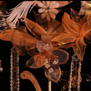 橘鹤|bride wedding antique handmade fan - Yandan_Hanfu