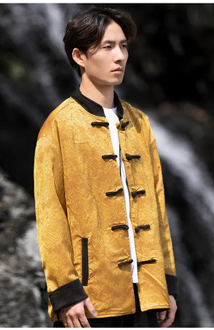 New China style can be worn on both sides, button-down top jacket Tang suit men - Yandan_Hanfu