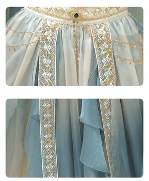 Lake blue Hanfu female Dunhuang Western Regions goddess ancient clothing summer - Yandan_Hanfu