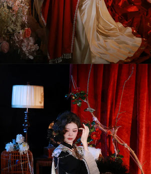 "Pomegranate" red cheongsam dress engagement Hanfu horse dress set - Yandan_Hanfu