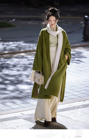 Green coat Zi autumn and winter Song pants daily commuter Hanfu - Yandan_Hanfu