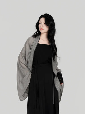 Fuyue – Wei & Northern Dynasties Inspired Modern Hanfu | Pleated Outer Top with Round-Neck Short Sleeve T-Shirt & Song Pants - Yandan_Hanfu