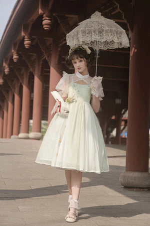 Chinese style green lolita hanfu wind lily sweet girl han element green dress - Yandan_Hanfu